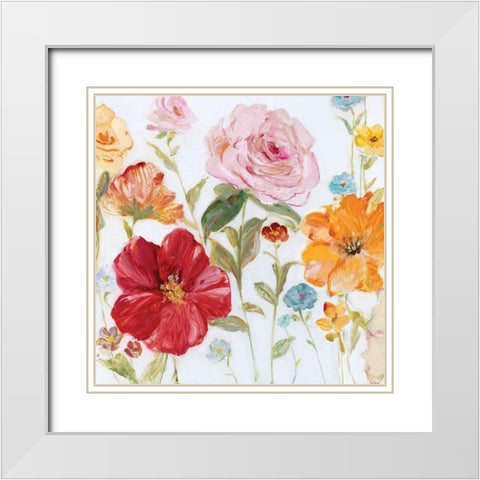 Wildflower Whimsy II White Modern Wood Framed Art Print with Double Matting by Swatland, Sally