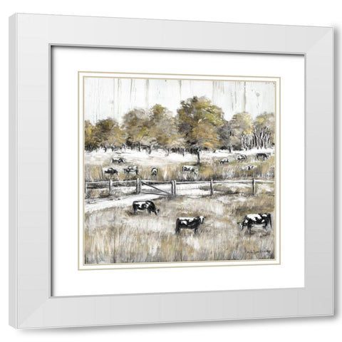 Lazy Grazing White Modern Wood Framed Art Print with Double Matting by Dunlap, Marilyn
