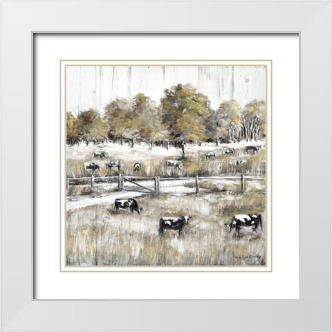 Lazy Grazing White Modern Wood Framed Art Print with Double Matting by Dunlap, Marilyn
