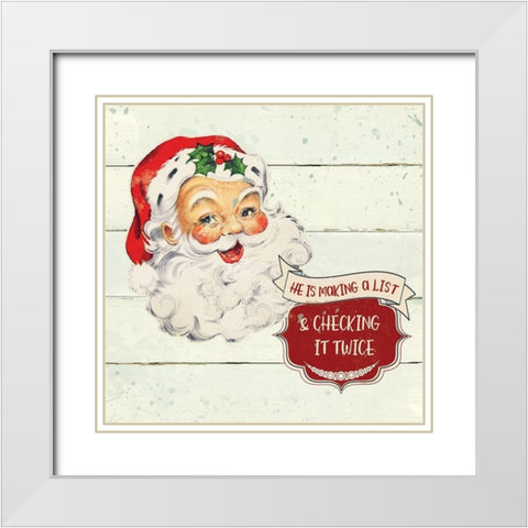 Santa List White Modern Wood Framed Art Print with Double Matting by Robinson, Carol