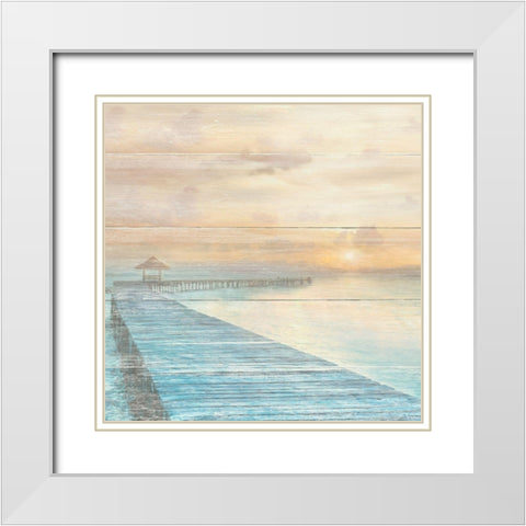 Gather at the Beach White Modern Wood Framed Art Print with Double Matting by Calascibetta, Mike