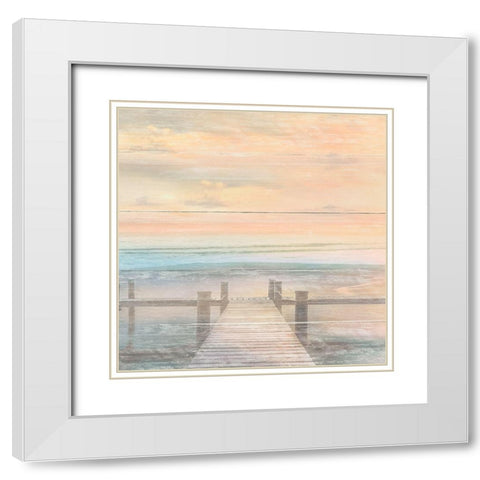 The Beach is Calling White Modern Wood Framed Art Print with Double Matting by Calascibetta, Mike