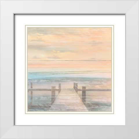 The Beach is Calling White Modern Wood Framed Art Print with Double Matting by Calascibetta, Mike