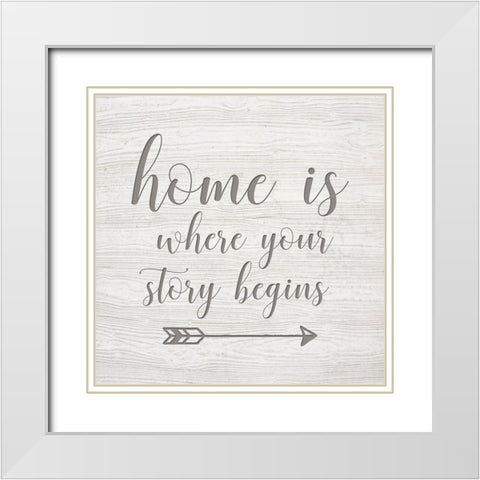 Home Is White Modern Wood Framed Art Print with Double Matting by Murray, Amanda