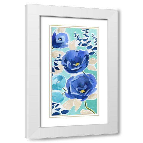 Blue Modern Garden II White Modern Wood Framed Art Print with Double Matting by Nan