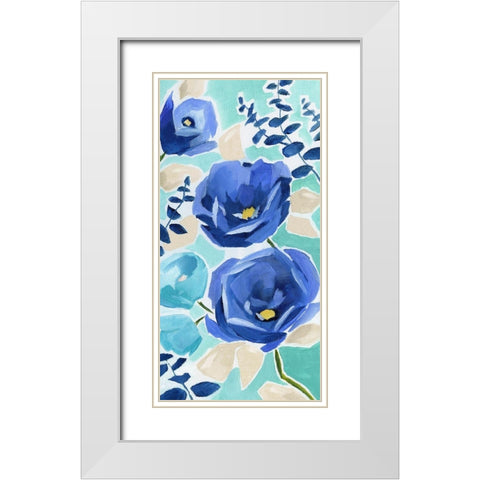 Blue Modern Garden II White Modern Wood Framed Art Print with Double Matting by Nan