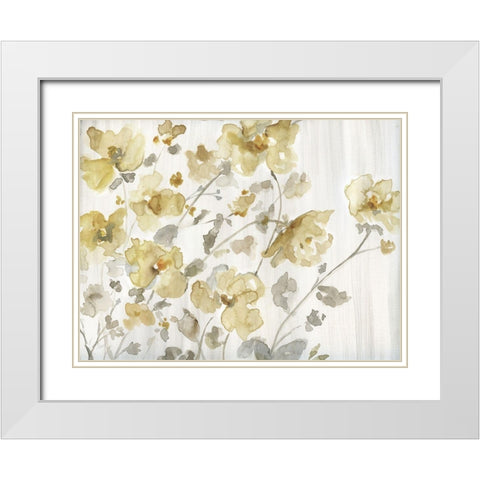 Blooming Neutral White Modern Wood Framed Art Print with Double Matting by Nan