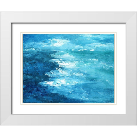 Crashing Waves I White Modern Wood Framed Art Print with Double Matting by Nan