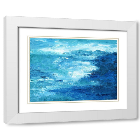 Crashing Waves II White Modern Wood Framed Art Print with Double Matting by Nan