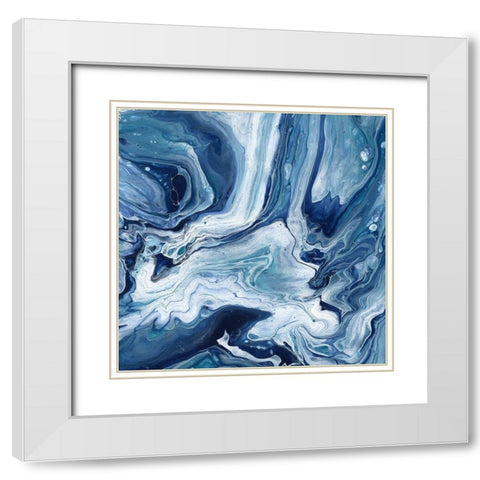 Blue Sea Agate White Modern Wood Framed Art Print with Double Matting by Craven, Katrina