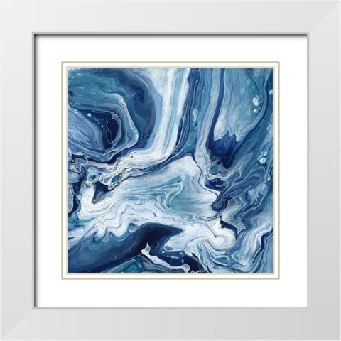 Blue Sea Agate White Modern Wood Framed Art Print with Double Matting by Craven, Katrina