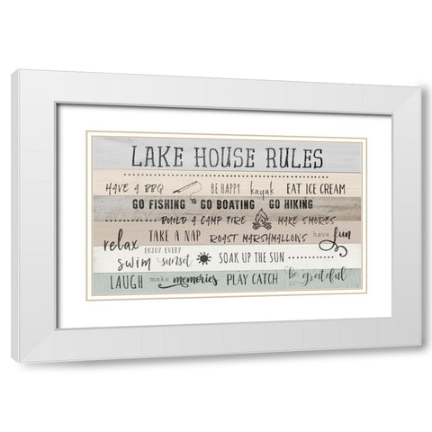 Lake House Rules White Modern Wood Framed Art Print with Double Matting by CAD Designs