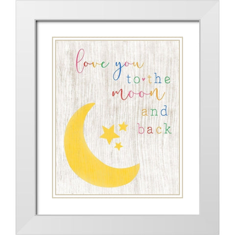 To the Moon and Back White Modern Wood Framed Art Print with Double Matting by CAD Designs