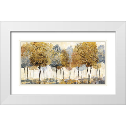 Golden Forest White Modern Wood Framed Art Print with Double Matting by Nan