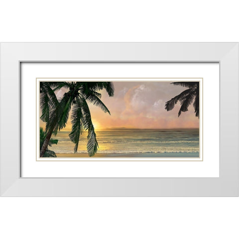 Sunset Cove White Modern Wood Framed Art Print with Double Matting by Calascibetta, Mike