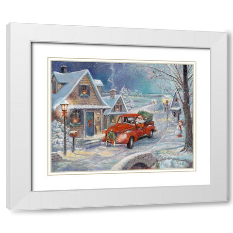 Santas Tree Farm White Modern Wood Framed Art Print with Double Matting by Manning, Ruane
