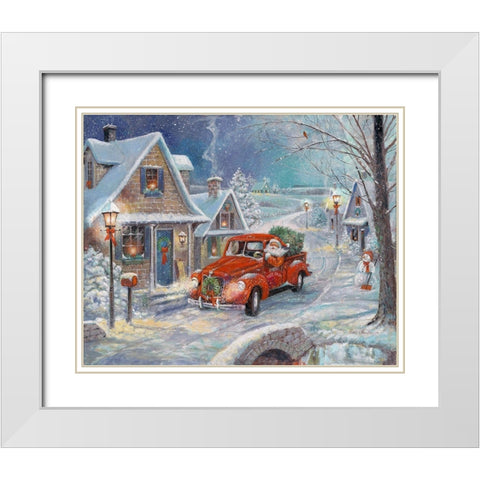Santas Tree Farm White Modern Wood Framed Art Print with Double Matting by Manning, Ruane