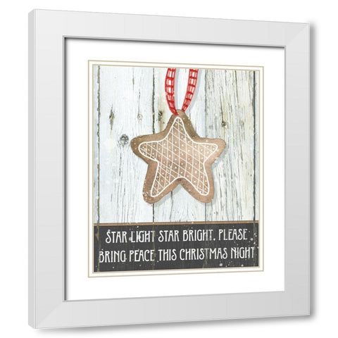 Gingerbread Star White Modern Wood Framed Art Print with Double Matting by Robinson, Carol