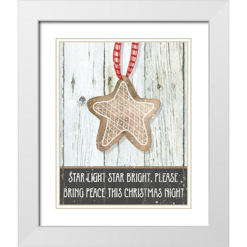 Gingerbread Star White Modern Wood Framed Art Print with Double Matting by Robinson, Carol