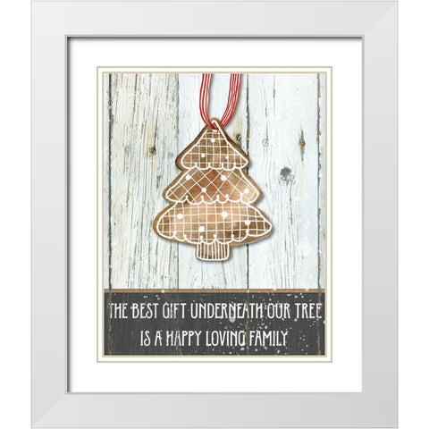 Gingerbread Tree White Modern Wood Framed Art Print with Double Matting by Robinson, Carol