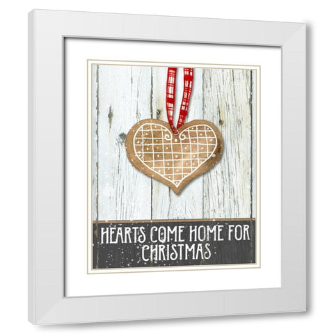 Gingerbread Heart White Modern Wood Framed Art Print with Double Matting by Robinson, Carol