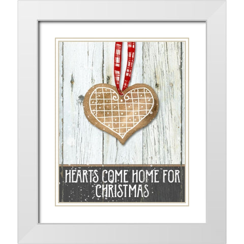 Gingerbread Heart White Modern Wood Framed Art Print with Double Matting by Robinson, Carol