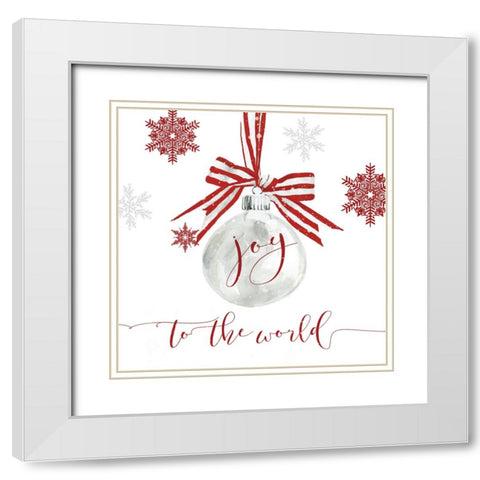 Joy Ornament White Modern Wood Framed Art Print with Double Matting by Robinson, Carol