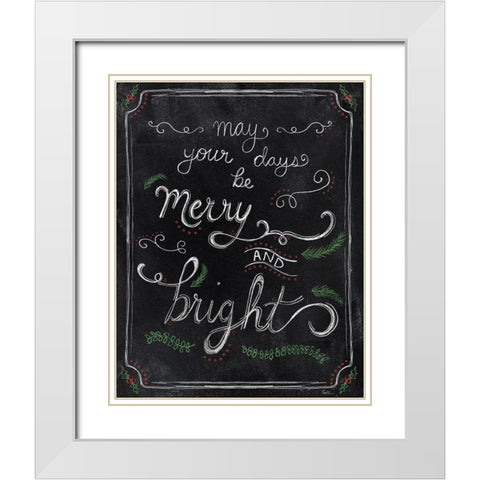 Merry and Bright White Modern Wood Framed Art Print with Double Matting by Carpentieri, Natalie