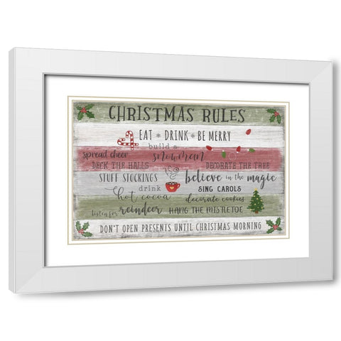 Christmas Rules White Modern Wood Framed Art Print with Double Matting by Carpentieri, Natalie