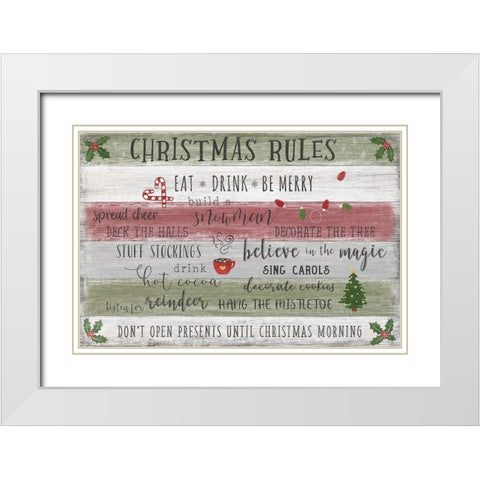 Christmas Rules White Modern Wood Framed Art Print with Double Matting by Carpentieri, Natalie