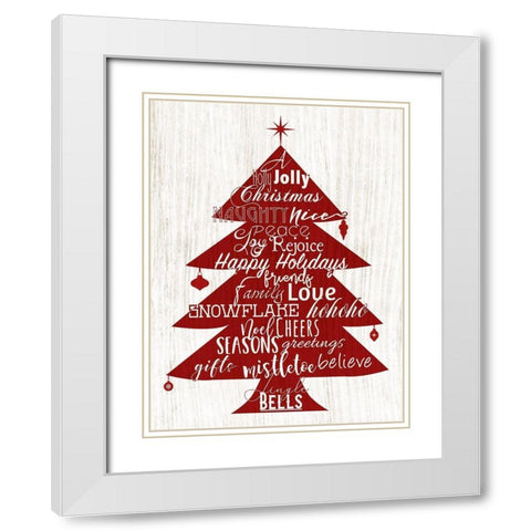 Holly Jolly Christmas Trees White Modern Wood Framed Art Print with Double Matting by Santiago, Daniela