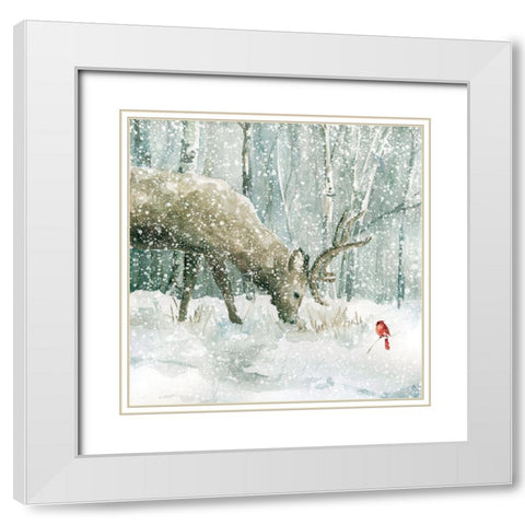Winter Forest Friends White Modern Wood Framed Art Print with Double Matting by Robinson, Carol
