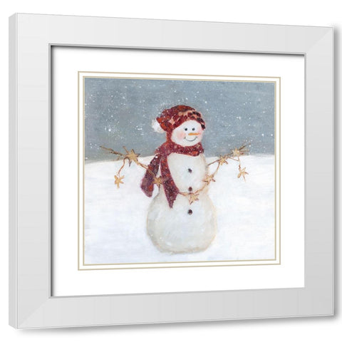 Starry Snowman White Modern Wood Framed Art Print with Double Matting by Swatland, Sally