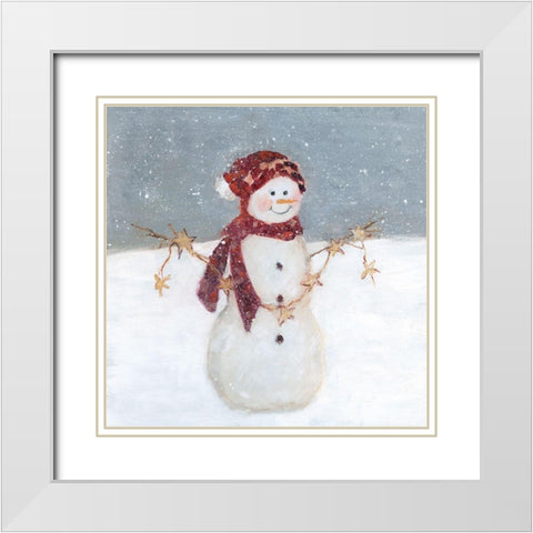 Starry Snowman White Modern Wood Framed Art Print with Double Matting by Swatland, Sally