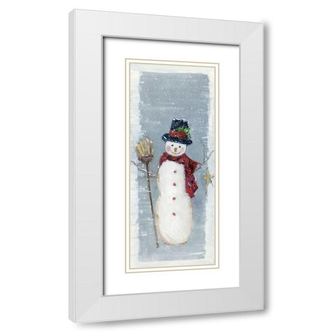 Primitive Snowman II White Modern Wood Framed Art Print with Double Matting by Swatland, Sally