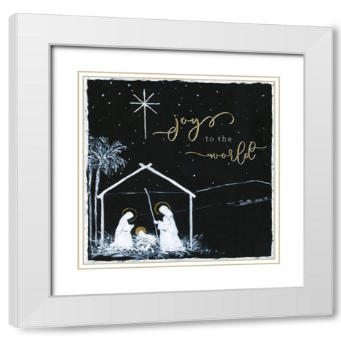 Joy to the World Nativity White Modern Wood Framed Art Print with Double Matting by Swatland, Sally