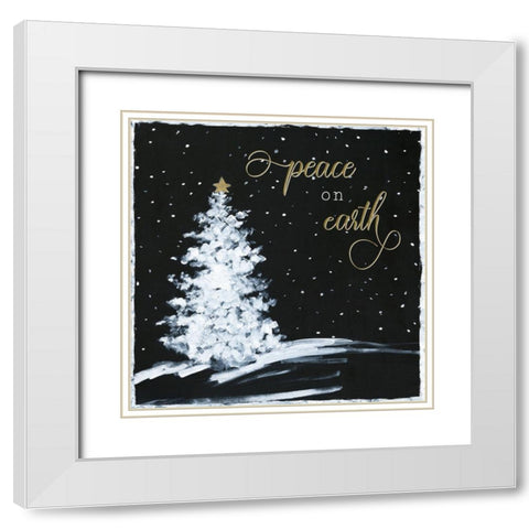 Peace on Earth Tree White Modern Wood Framed Art Print with Double Matting by Swatland, Sally