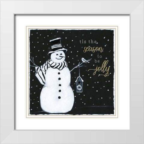 Tis the Season Snowman White Modern Wood Framed Art Print with Double Matting by Swatland, Sally