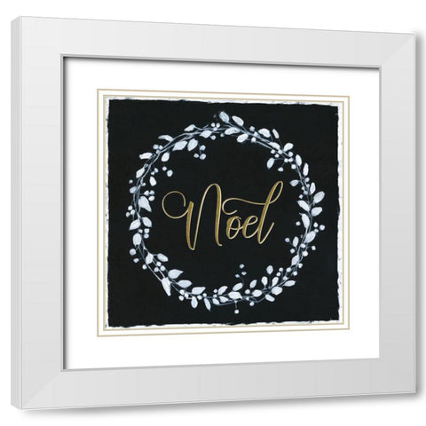 Noel Wreath White Modern Wood Framed Art Print with Double Matting by Swatland, Sally