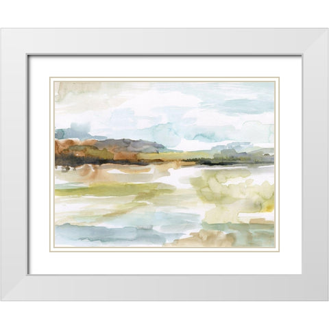 Faraway White Modern Wood Framed Art Print with Double Matting by Nan