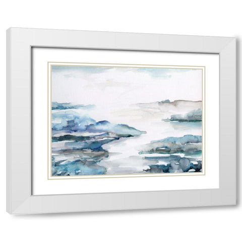 Estuary II White Modern Wood Framed Art Print with Double Matting by Nan