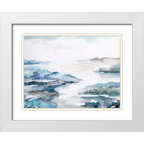 Estuary II White Modern Wood Framed Art Print with Double Matting by Nan