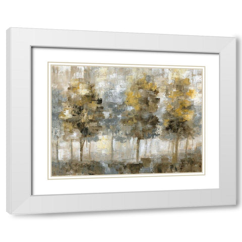 Linen Trees White Modern Wood Framed Art Print with Double Matting by Nan