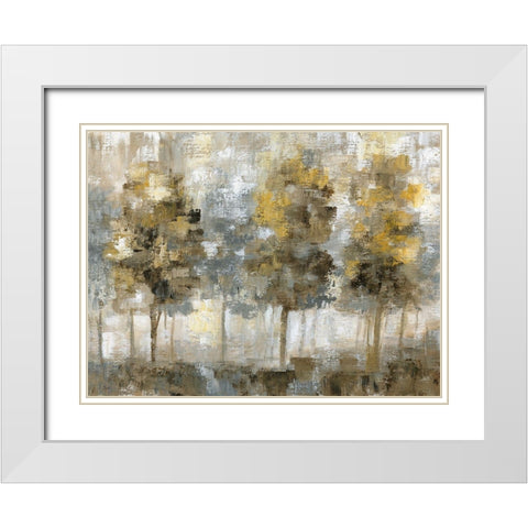 Linen Trees White Modern Wood Framed Art Print with Double Matting by Nan