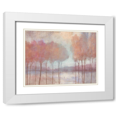 Blushing Trees White Modern Wood Framed Art Print with Double Matting by Nan