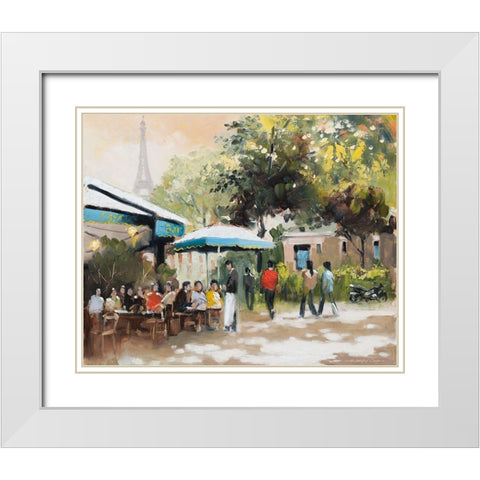 Paris Teal I White Modern Wood Framed Art Print with Double Matting by Orme, E. Anthony