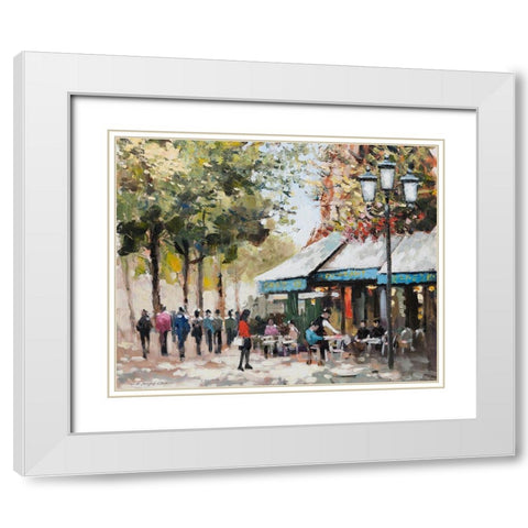 Paris Teal II White Modern Wood Framed Art Print with Double Matting by Orme, E. Anthony