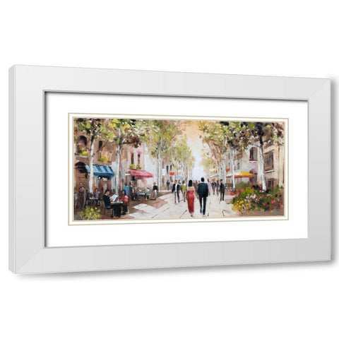 Paris Teal III White Modern Wood Framed Art Print with Double Matting by Orme, E. Anthony