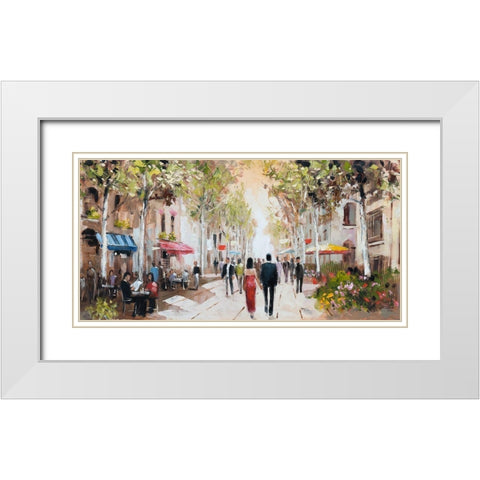 Paris Teal III White Modern Wood Framed Art Print with Double Matting by Orme, E. Anthony