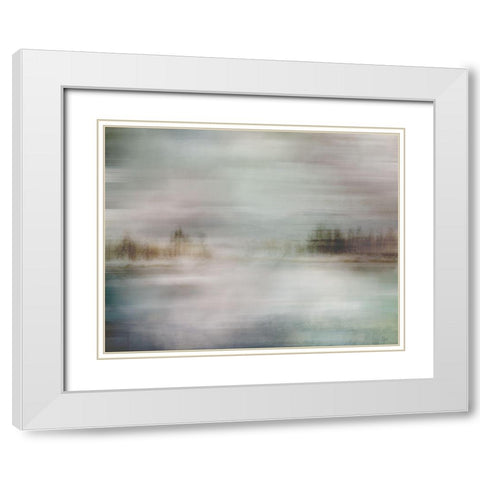 Misty Lake White Modern Wood Framed Art Print with Double Matting by Nan